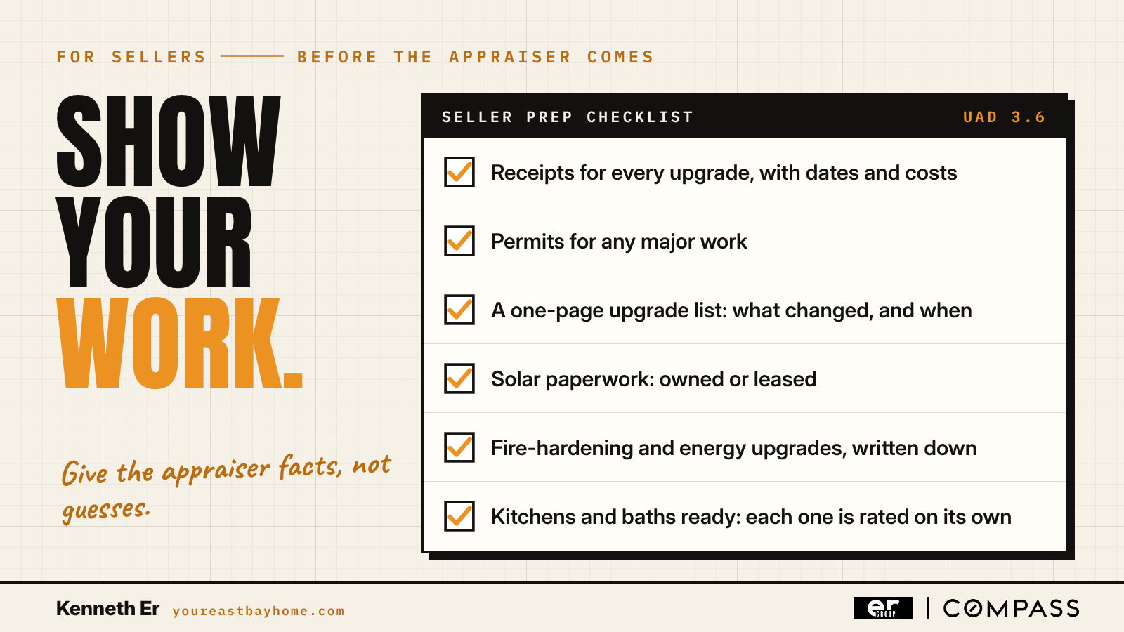 Seller appraisal prep checklist for the new UAD 3.6 report